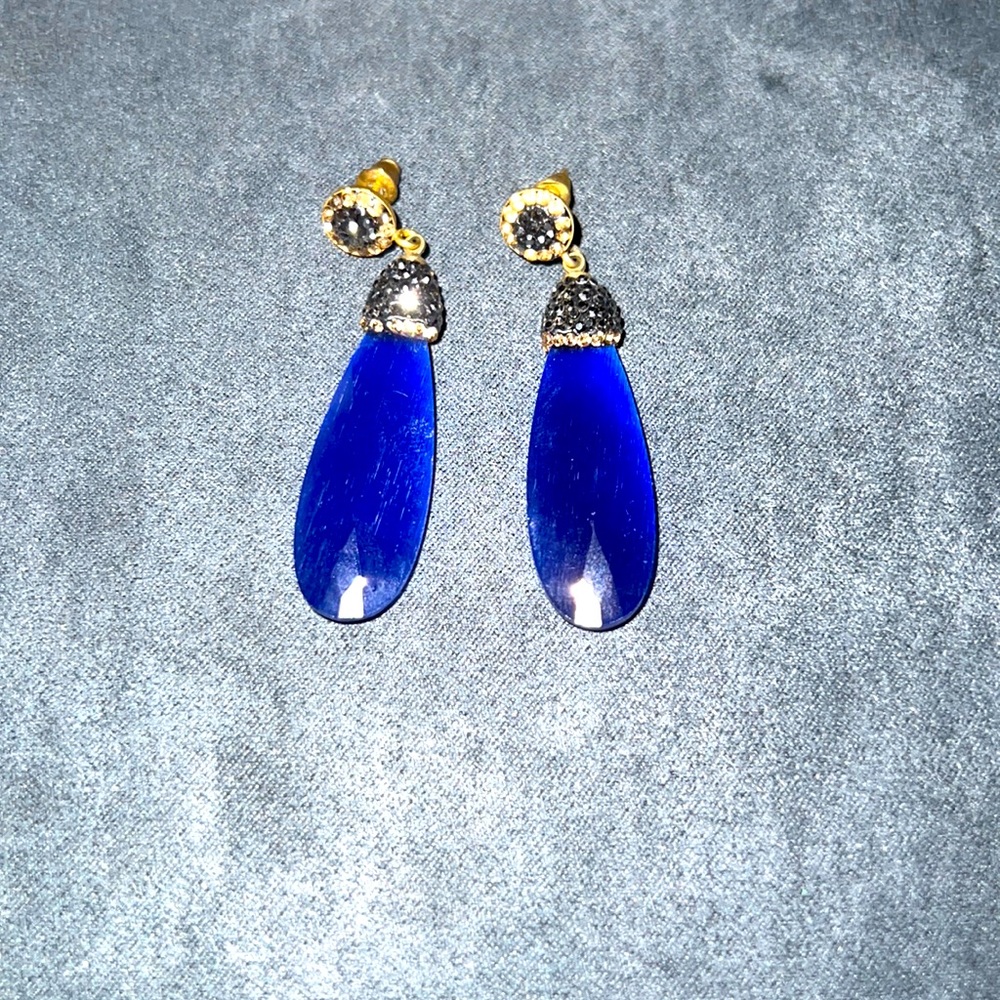 One of a Kind Ocean Blue Drop Sparkle Earrings